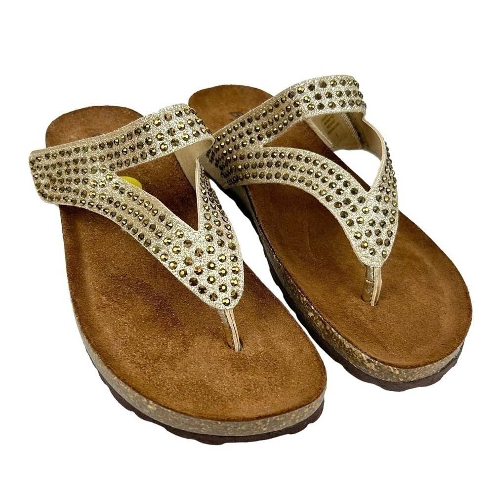 Bio-Gold Sandals with Gold Glitter Stone Accents size 9